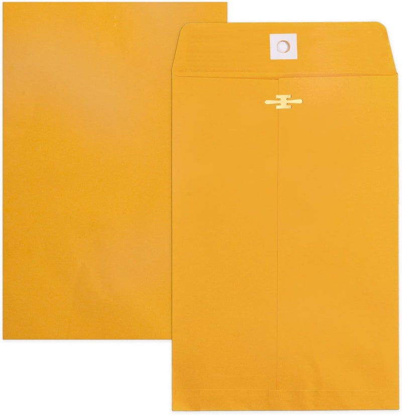 Goefun 6x9 Clasp Envelopes - 20 Pack, Brown Yellow Manila Envelopes 6x9, 100GSM Heavy Kraft Paper, for Mailing - Image 1